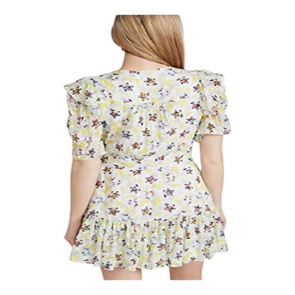 NEW Tanya Taylor Plus Size 18 Silk Wrap Mini Dress Georgina Yellow Floral Party - Picture 4 of 16